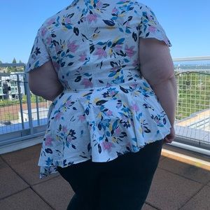Lane Bryant Asymmetrical Floral Peplum Top